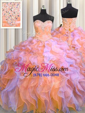 Best Multi-color Sleeveless Beading and Appliques and Ruffles Floor Length Sweet 16 Dress