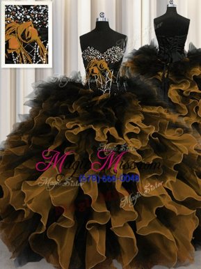 Cute Multi-color Sleeveless Organza and Tulle Lace Up Quinceanera Gown for Military Ball and Sweet 16 and Quinceanera