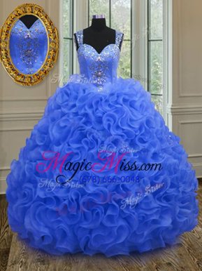 Fantastic Floor Length Royal Blue 15 Quinceanera Dress Straps Sleeveless Zipper
