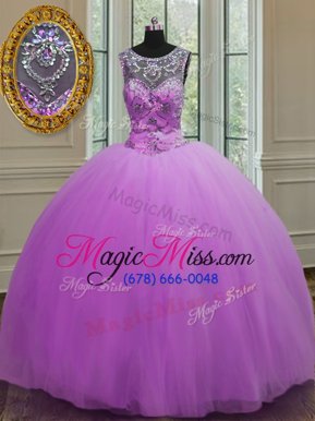 Custom Design Purple Halter Top Neckline Beading Quinceanera Gown Sleeveless Lace Up