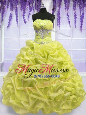 New Arrival Organza Sleeveless Floor Length Quinceanera Gowns and Beading