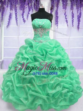 Luxury Floor Length Ball Gowns Sleeveless Apple Green Ball Gown Prom Dress Lace Up
