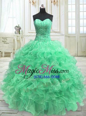 Affordable Sleeveless Beading and Ruffles Lace Up 15 Quinceanera Dress