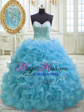 Traditional Sleeveless Sweep Train Beading and Sequins Lace Up Vestidos de Quinceanera