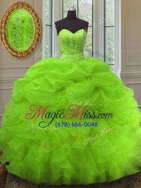 Customized Lace Up Vestidos de Quinceanera Beading and Ruffles and Pick Ups Sleeveless Floor Length