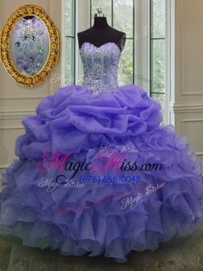 Fabulous Pick Ups Ball Gowns Quinceanera Gown Lavender Sweetheart Organza Sleeveless Floor Length Lace Up