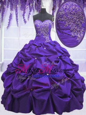 Sleeveless Beading and Pick Ups Lace Up Ball Gown Prom Dress