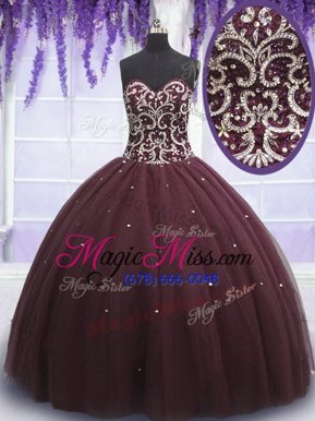 Colorful Dark Purple Lace Up 15 Quinceanera Dress Beading and Appliques Sleeveless Floor Length