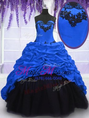 Fantastic Sleeveless With Train Appliques and Pick Ups Lace Up Vestidos de Quinceanera with Royal Blue Sweep Train