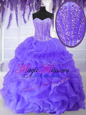 Stylish Floor Length Ball Gowns Sleeveless Lavender Quinceanera Dress Lace Up