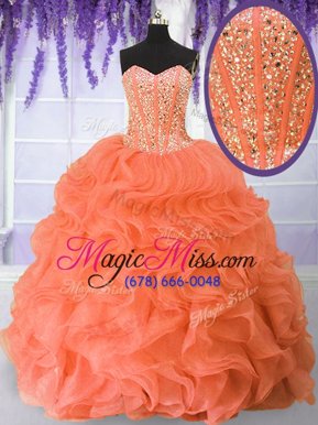 Cheap Sleeveless Lace Up Floor Length Beading and Ruffles Quinceanera Dresses