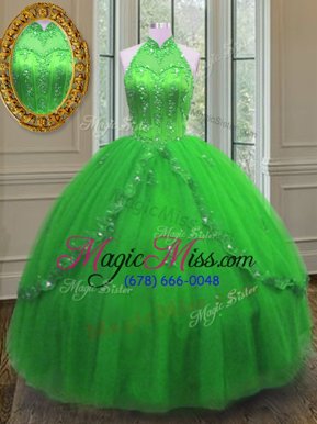 Trendy Sleeveless Beading and Appliques Lace Up 15th Birthday Dress