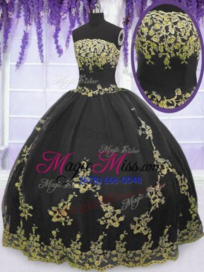 Decent Floor Length Ball Gowns Sleeveless Black Sweet 16 Dress Zipper