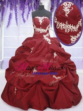 Best Pick Ups Floor Length Ball Gowns Sleeveless Wine Red Sweet 16 Dresses Lace Up