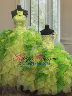 Fabulous Floor Length Multi-color 15 Quinceanera Dress Strapless Sleeveless Lace Up