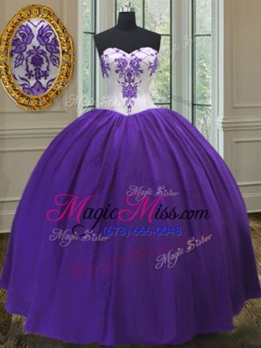 Graceful Eggplant Purple Vestidos de Quinceanera Military Ball and Sweet 16 and Quinceanera and For with Beading Sweetheart Sleeveless Lace Up