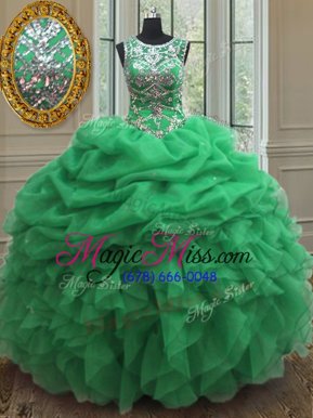 Beauteous Pick Ups Ball Gowns Quince Ball Gowns Scoop Organza Sleeveless Floor Length Lace Up