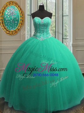 Latest Sweetheart Sleeveless Tulle Vestidos de Quinceanera Beading and Sequins Lace Up
