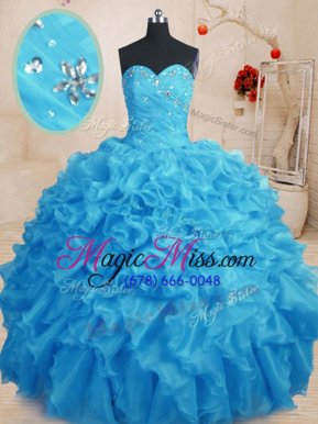 Traditional Sleeveless Beading and Ruffles Lace Up Quinceanera Dresses