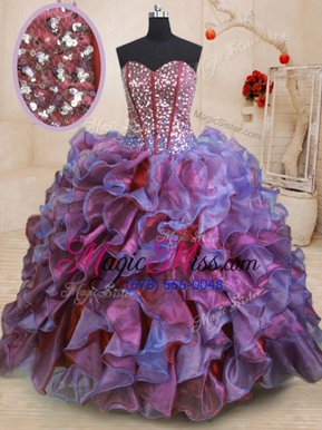 Cute Multi-color Sleeveless Beading and Ruffles Floor Length Quinceanera Dress