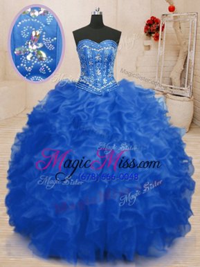Artistic Sleeveless Beading and Ruffles Lace Up Quinceanera Gown