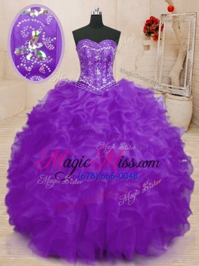 Hot Sale Sleeveless Beading and Ruffles Lace Up Ball Gown Prom Dress
