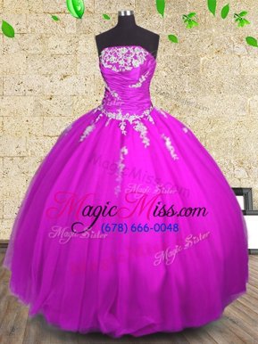 Lovely Sleeveless Lace Up Floor Length Appliques and Ruching Quinceanera Dress