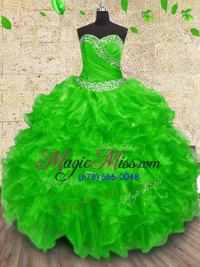 Fitting Ball Gowns 15 Quinceanera Dress Sweetheart Organza Sleeveless Floor Length Lace Up