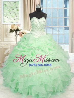 Lovely Floor Length Ball Gowns Sleeveless Apple Green Ball Gown Prom Dress Lace Up