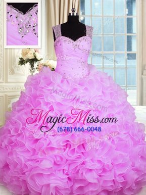 Customized Floor Length Rose Pink Ball Gown Prom Dress Sweetheart Sleeveless Zipper