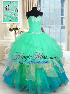 Exquisite Multi-color Sweetheart Lace Up Beading and Ruffles Sweet 16 Quinceanera Dress Sleeveless