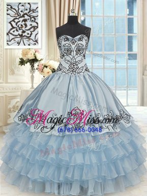 Sleeveless Beading and Embroidery and Ruffled Layers Lace Up Sweet 16 Dresses
