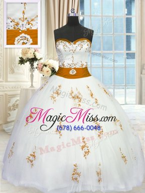 Latest Sleeveless Appliques and Belt Lace Up Quince Ball Gowns