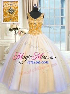 Enchanting Multi-color Sleeveless Beading and Sequins Floor Length Quinceanera Gowns