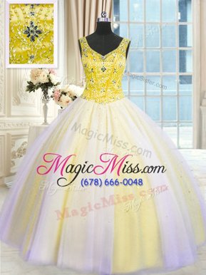 Fantastic Sequins Floor Length Ball Gowns Sleeveless Multi-color Quinceanera Dress Lace Up