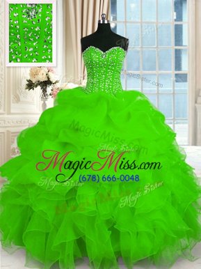 Traditional Sweetheart Sleeveless Organza Sweet 16 Dresses Beading and Ruffles Lace Up