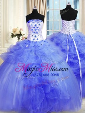 Latest Pick Ups Lavender Sleeveless Tulle Lace Up 15th Birthday Dress for Military Ball and Sweet 16 and Quinceanera