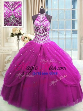 Cute Sleeveless Lace Up Floor Length Beading Sweet 16 Quinceanera Dress