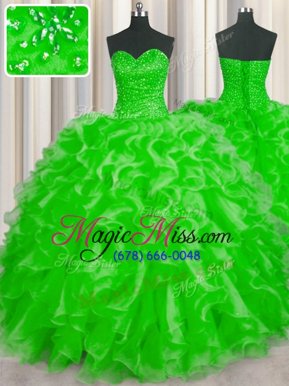 Comfortable Lace Up Quinceanera Gown Beading and Ruffles Sleeveless Floor Length