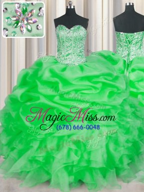 Super Sleeveless Lace Up Floor Length Beading and Ruffles 15 Quinceanera Dress