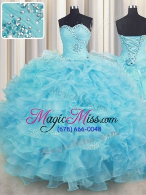 Beauteous Sleeveless Beading and Ruffles Lace Up Quinceanera Dresses