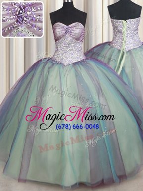 Discount Multi-color Lace Up Sweetheart Beading and Sequins Quinceanera Dress Tulle Sleeveless