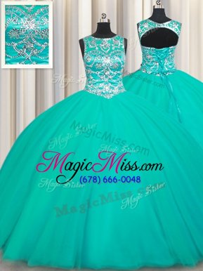 Custom Designed Scoop Sleeveless Appliques Lace Up 15 Quinceanera Dress