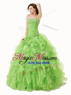 Suitable Beading and Ruffles Sweet 16 Dress Lace Up Sleeveless Floor Length
