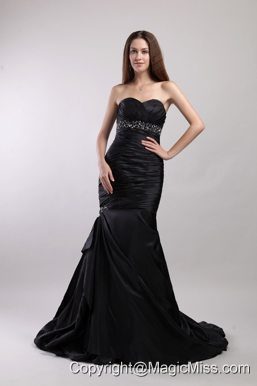 Black Mermaid Sweetheart Court Train Taffeta Beading Prom / Evening Dress