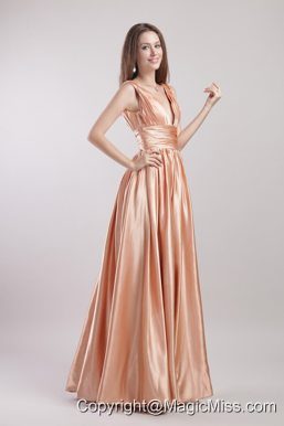 Elegant Empire V-neck Floor-length Taffeta Prom Dress