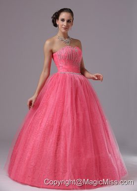 Coral Red In Bonsall California With Beaded Decorate Bust For 2013 Quinceanera Dress