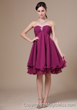 Fuchsia Homecoming Dress With Sweetheart Neckline Knee-length Beaded Decorate
