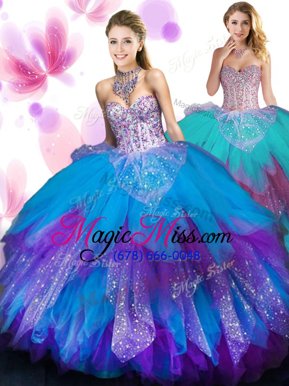 Charming Ruffled Floor Length Ball Gowns Sleeveless Multi-color Sweet 16 Quinceanera Dress Lace Up