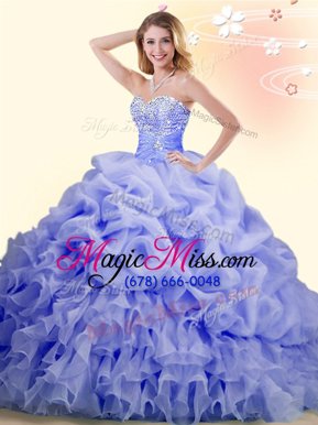 Stunning Pick Ups With Train Lavender Quince Ball Gowns Sweetheart Sleeveless Brush Train Lace Up
